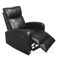 Black Leather Single Manual Recliner Sofa